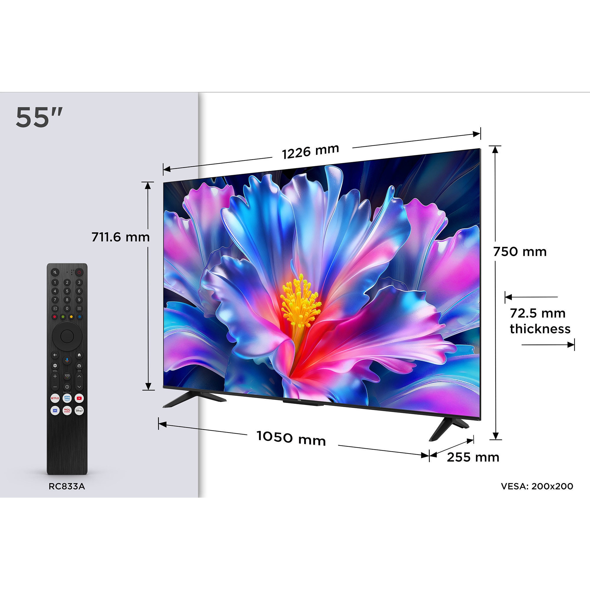 Televizor TCL LED 55P6L, 139 cm, Smart Google TV, 4K Ultra HD, Clasa E (Model 2026)