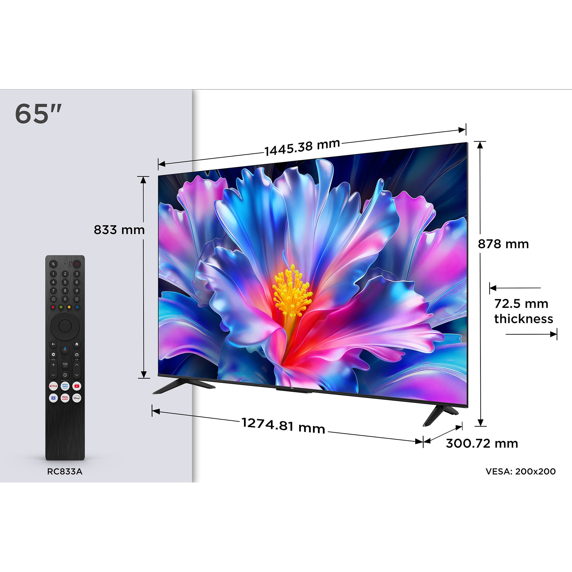 Televizor TCL LED 65P6L, 164 cm, Smart Google TV, 4K Ultra HD, Clasa E (Model 2026)