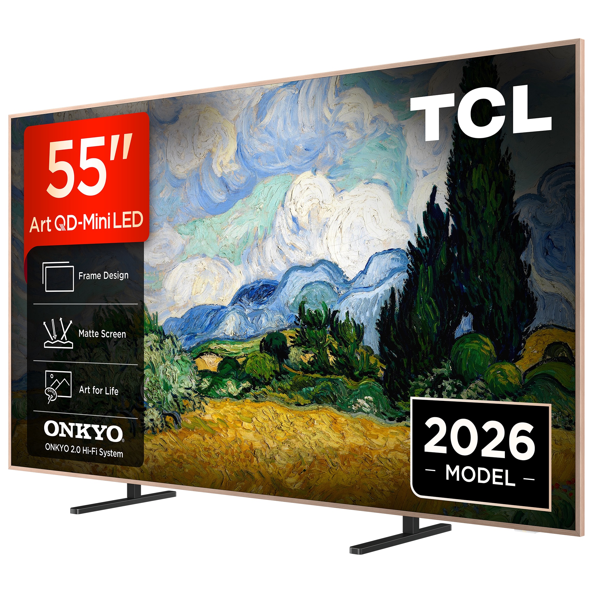 Televizor TCL MiniLed Art 55A400 Pro, 139 cm, Smart Google TV, 4K Ultra HD, 144Hz, Clasa E (Model 2026)