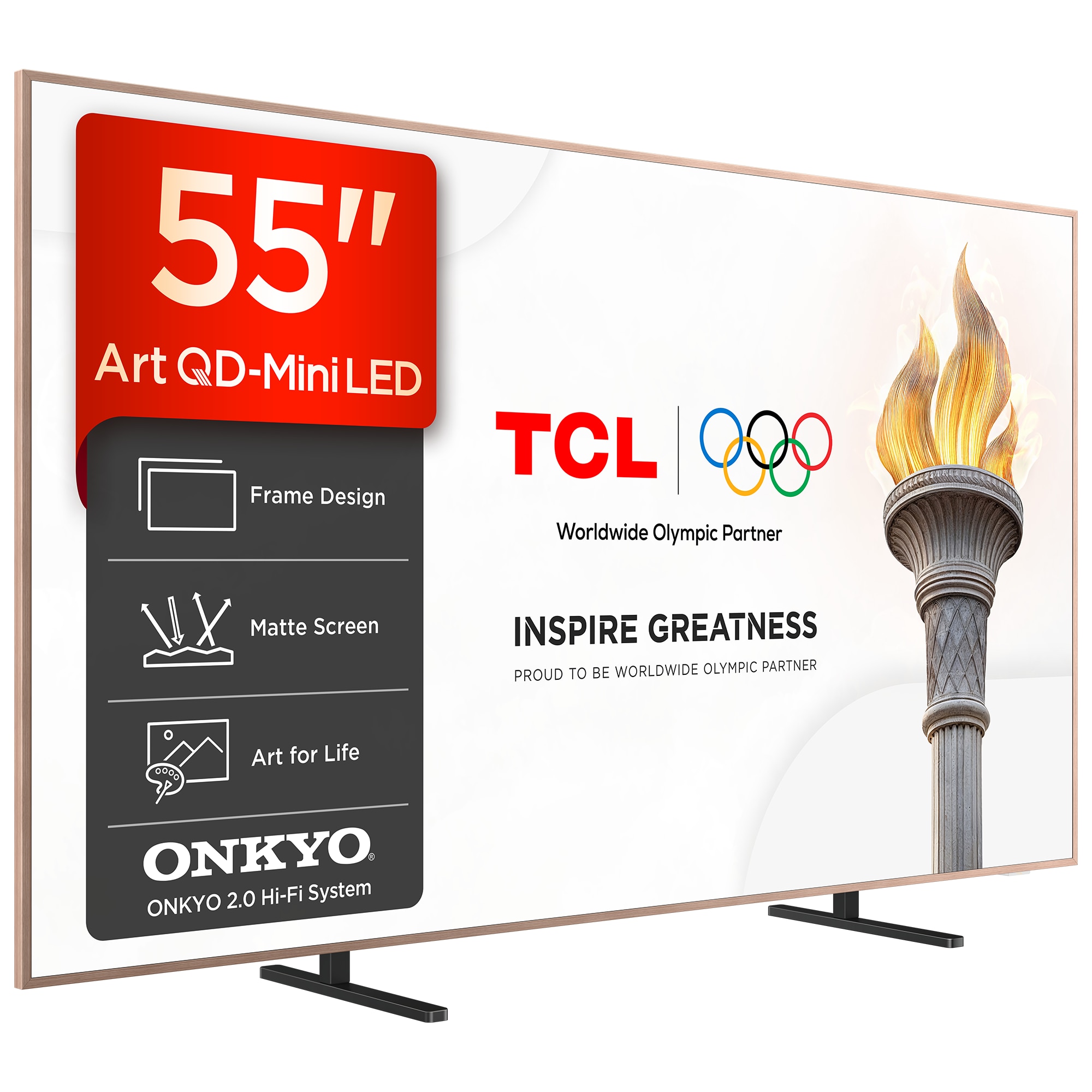 Televizor TCL MiniLed Art 55A400 Pro, 139 cm, Smart Google TV, 4K Ultra HD, 144Hz, Clasa E (Model 2026)