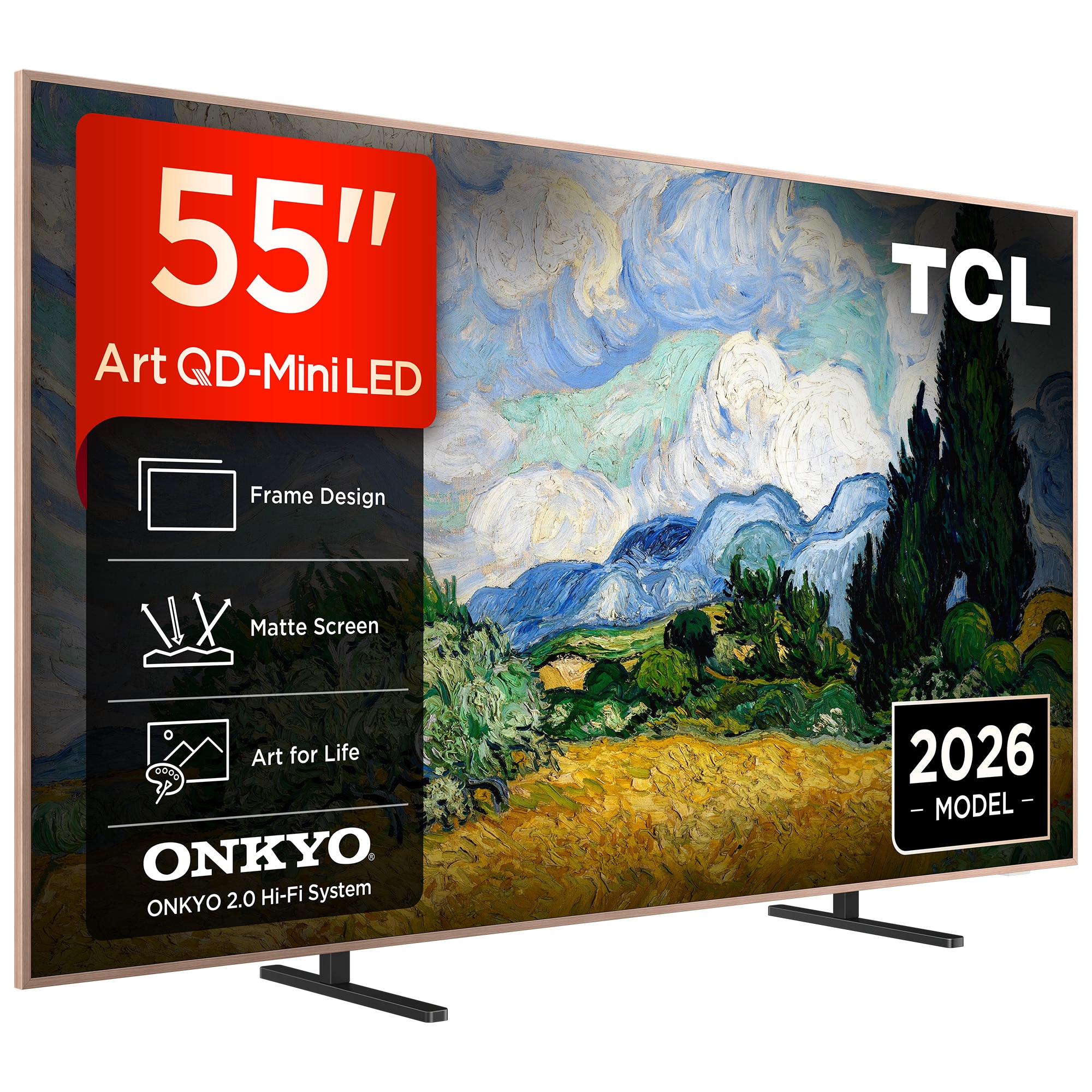 Televizor TCL MiniLed Art 55A400 Pro, 139 cm, Smart Google TV, 4K Ultra HD, 144Hz, Clasa E (Model 2026)