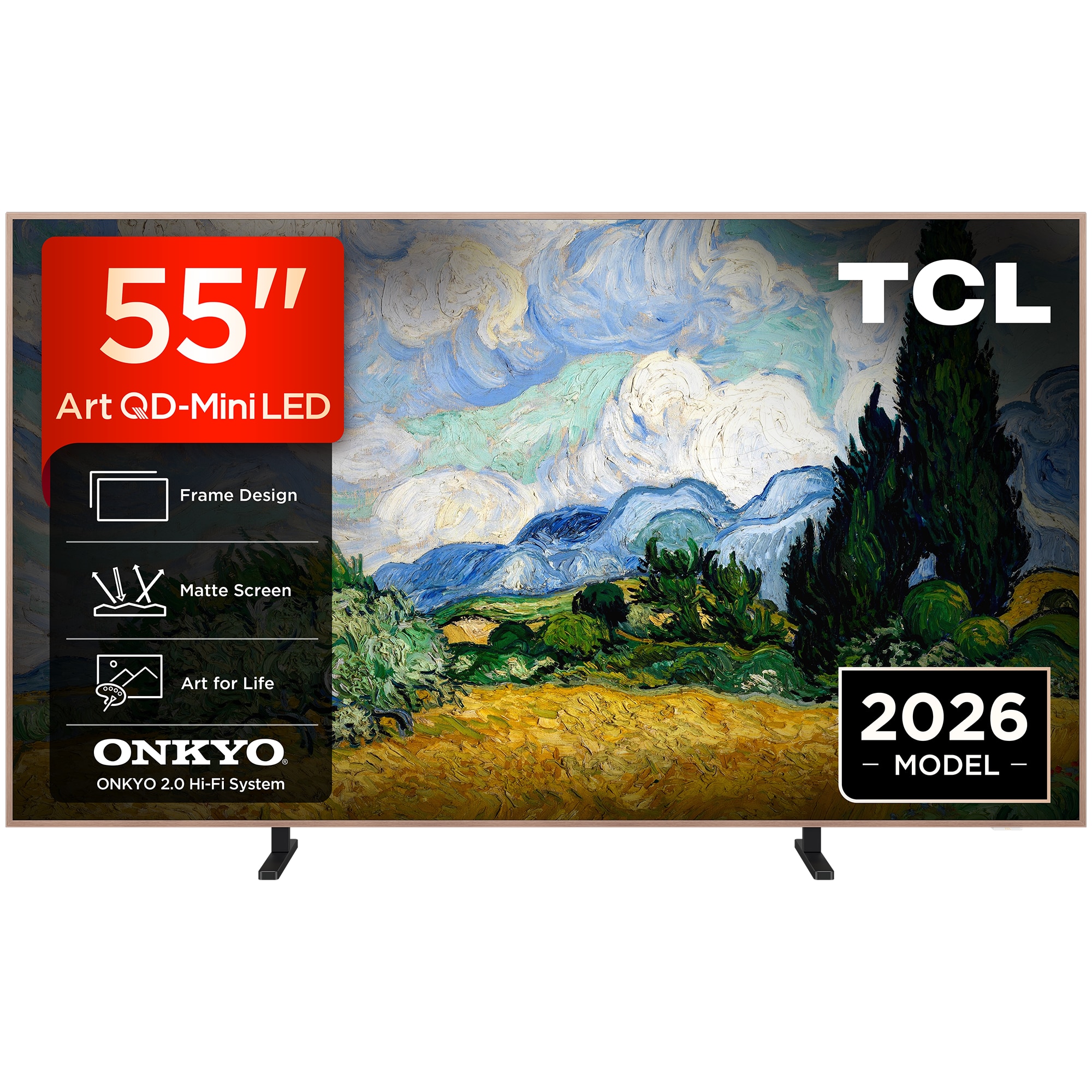 Televizor TCL MiniLed Art 55A400 Pro, 139 cm, Smart Google TV, 4K Ultra HD, 144Hz, Clasa E (Model 2026)