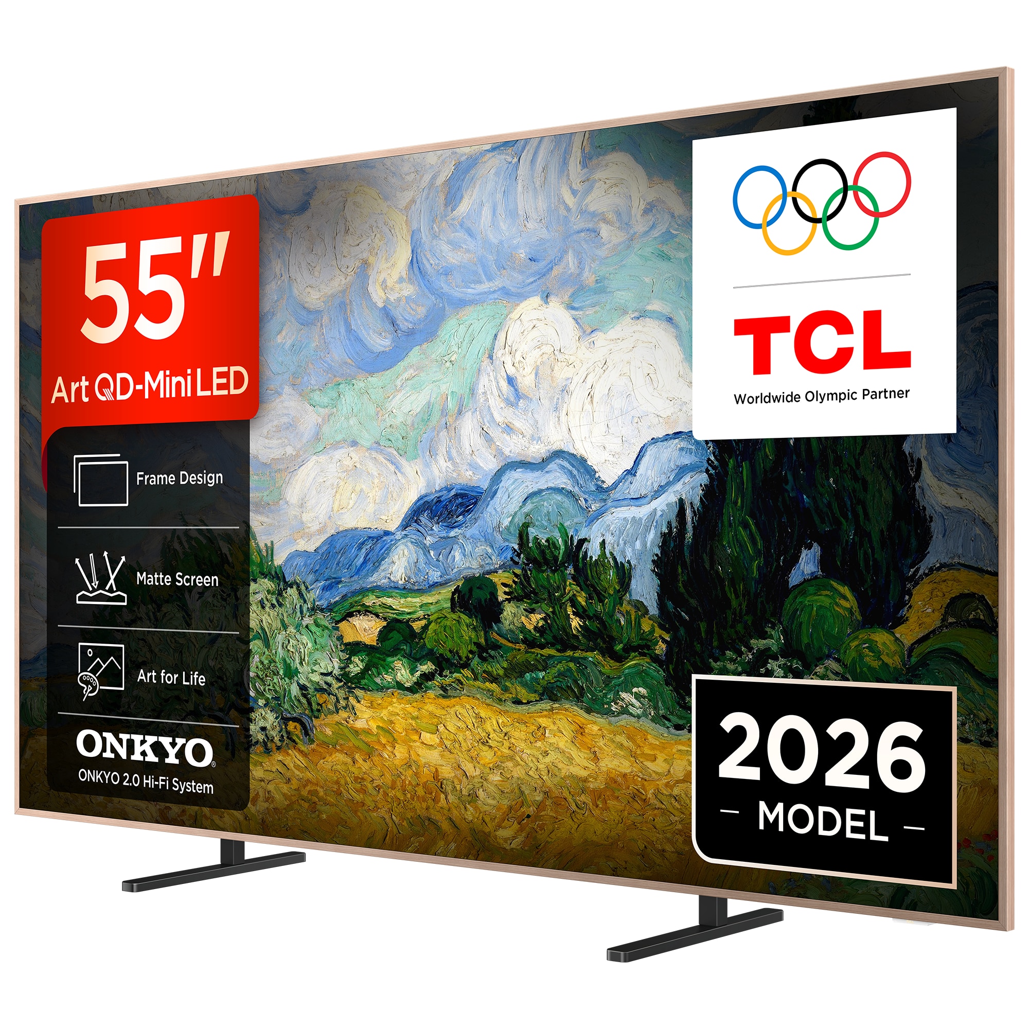 Televizor TCL MiniLed Art 55A400 Pro, 139 cm, Smart Google TV, 4K Ultra HD, 144Hz, Clasa E (Model 2026)