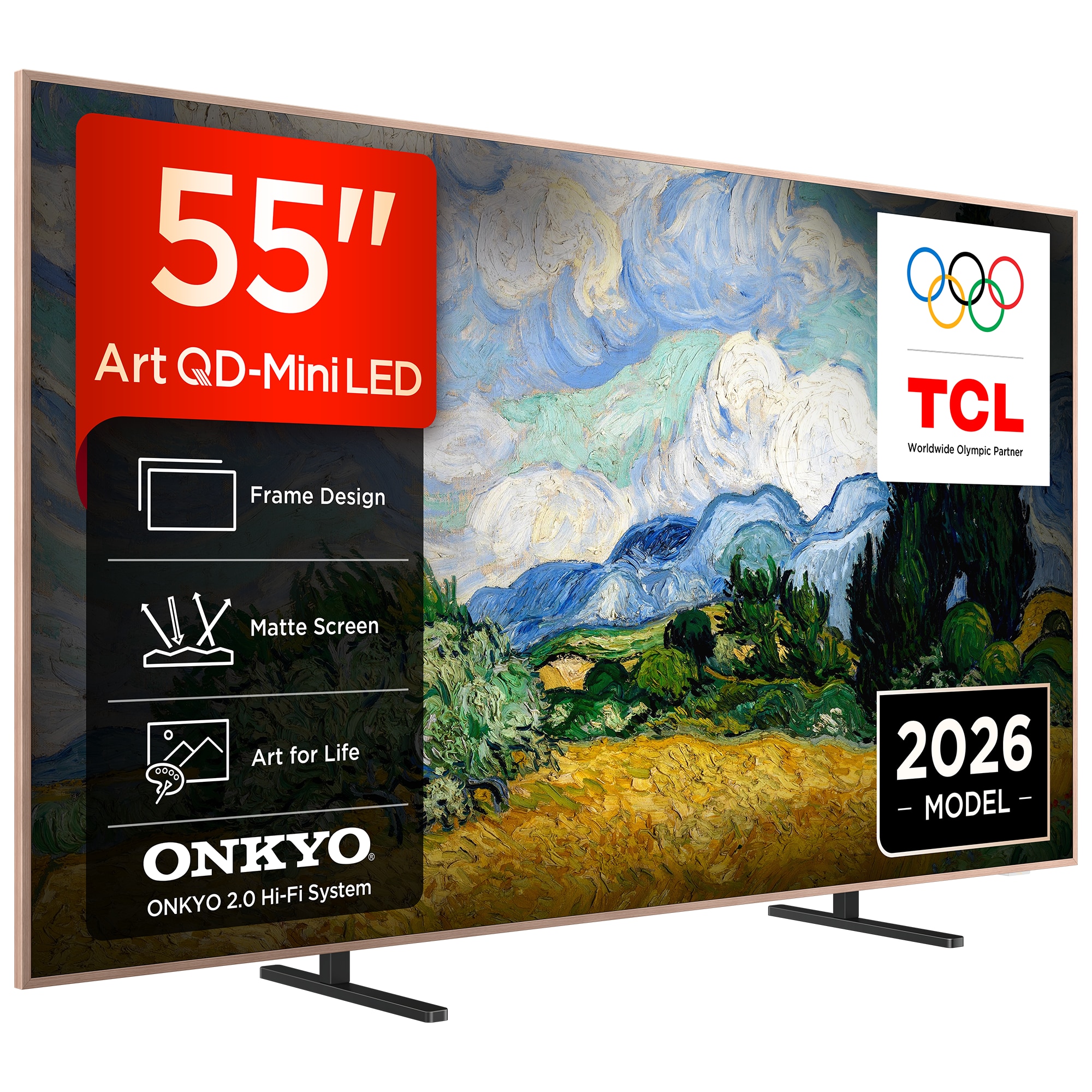 Televizor TCL MiniLed Art 55A400 Pro, 139 cm, Smart Google TV, 4K Ultra HD, 144Hz, Clasa E (Model 2026)