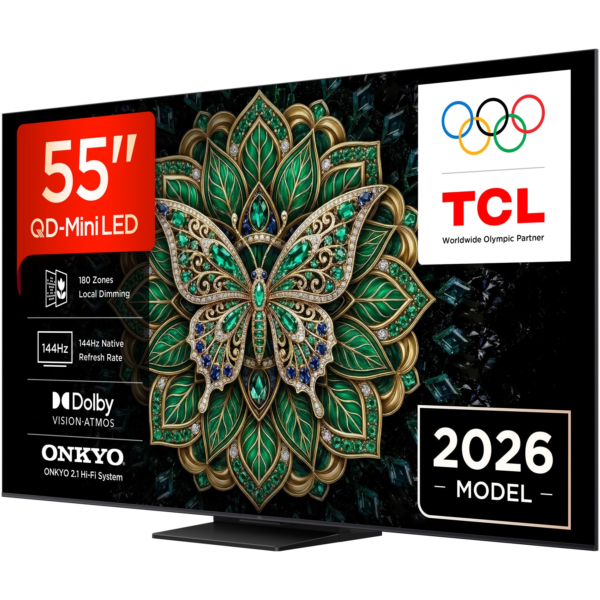 Televizor TCL QD-MiniLed 55C6K Pro, 139 cm, Smart Google TV, 4K Ultra HD, 144Hz, Clasa E (Model 2026)