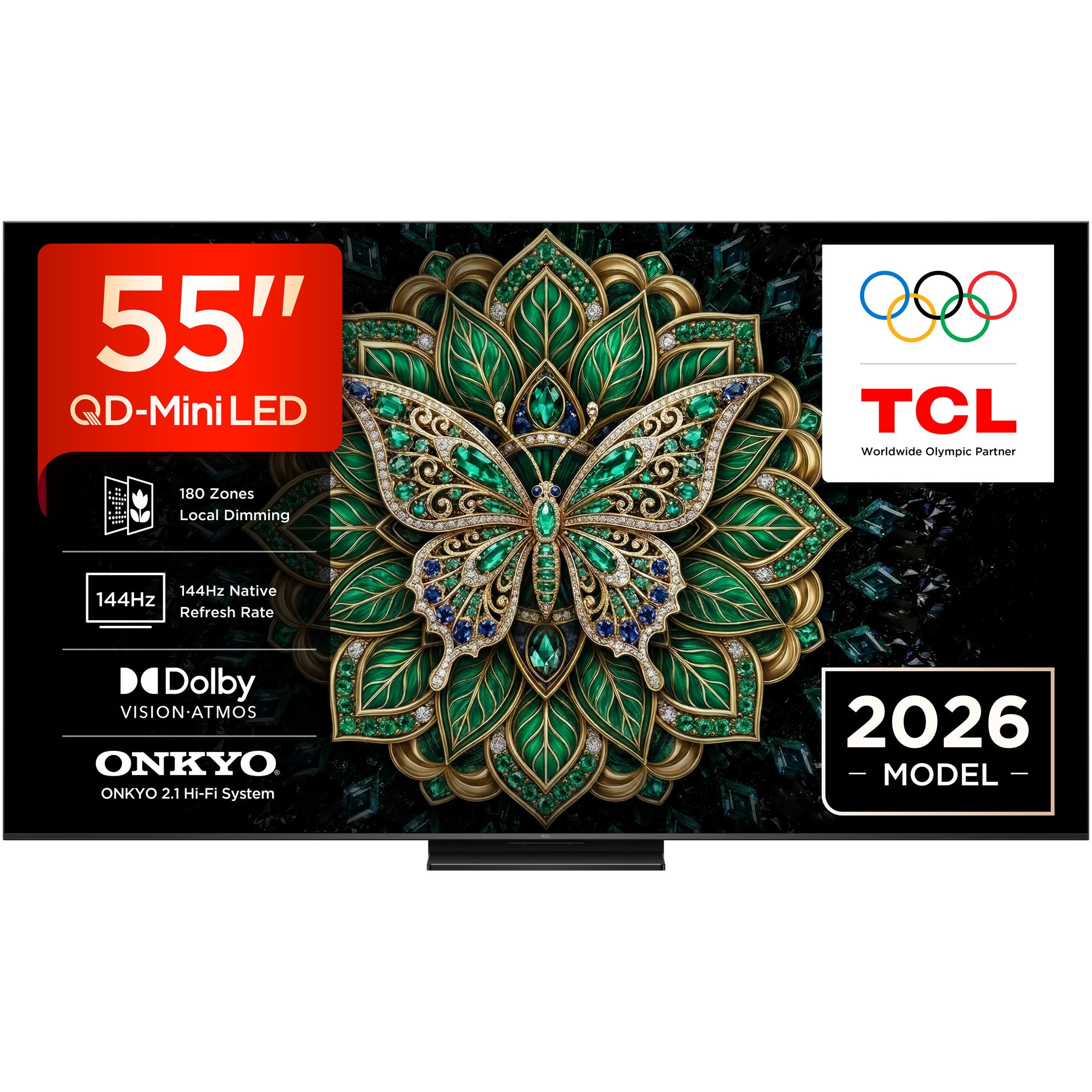 Televizor TCL QD-MiniLed 55C6K Pro, 139 cm, Smart Google TV, 4K Ultra HD, 144Hz, Clasa E (Model 2026)