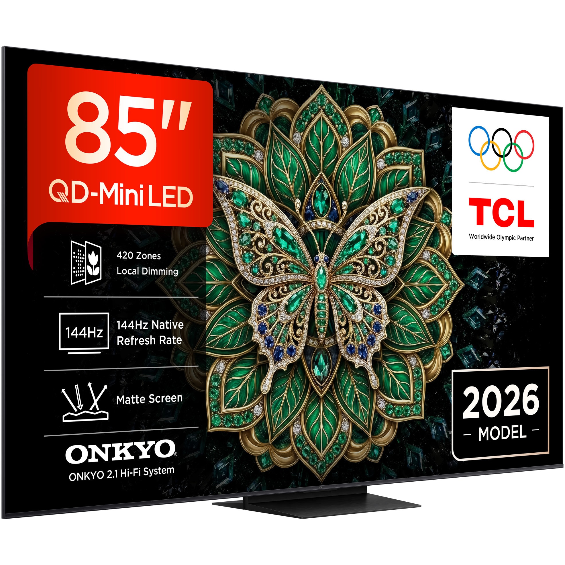 Televizor TCL QD-MiniLed 85C6K Pro, 214 cm, Smart Google TV, 4K Ultra HD, 144Hz, Clasa D (Model 2026)
