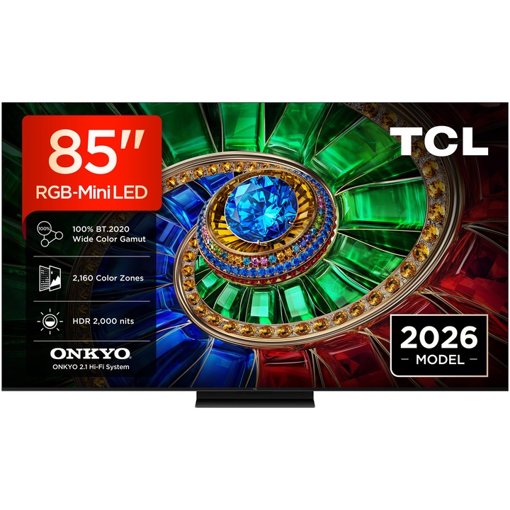 Телевизор TCL RGB-MiniLed 85RM7L, 85" (214 см), Smart Google TV, 4K Ultra HD, 144Hz, Клас D (Модел 2026)