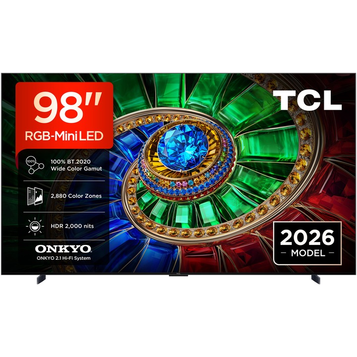 Телевизор TCL RGB-MiniLed 98RM7L, 98" (248 см), Smart Google TV, 4K Ultra HD, 144Hz, Клас D (Модел 2026)