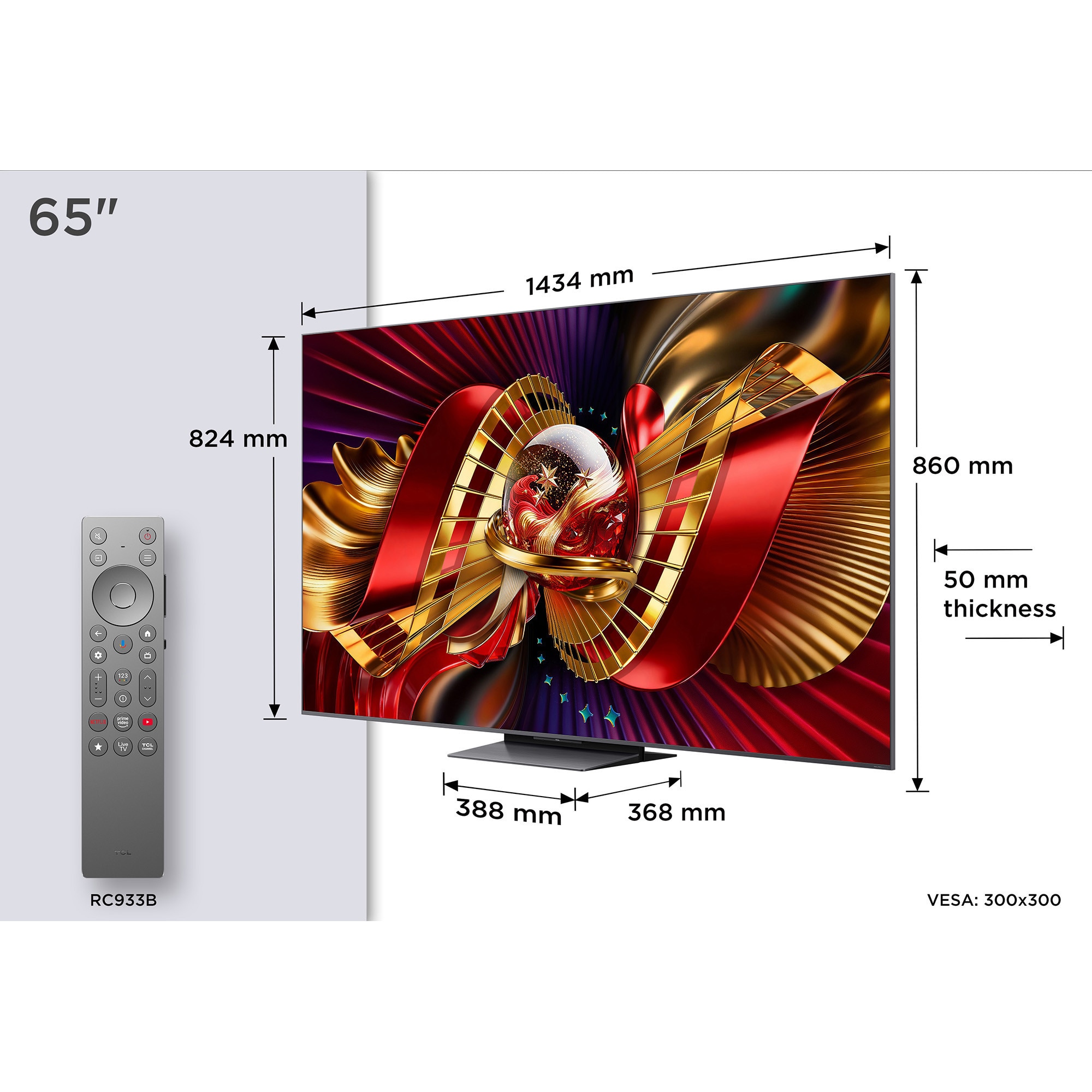 Televizor TCL SQD-MiniLed 65C8L, 164 cm, Smart Google TV, 4K Ultra
