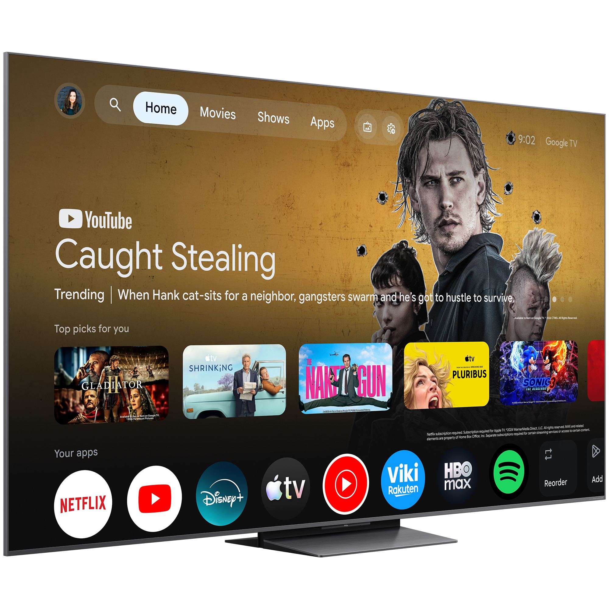 Televizor TCL SQD-MiniLed 65C8L, 164 cm, Smart Google TV, 4K Ultra HD, 144Hz, Sunet Bang & Olufsen, Clasa D (Model 2026)