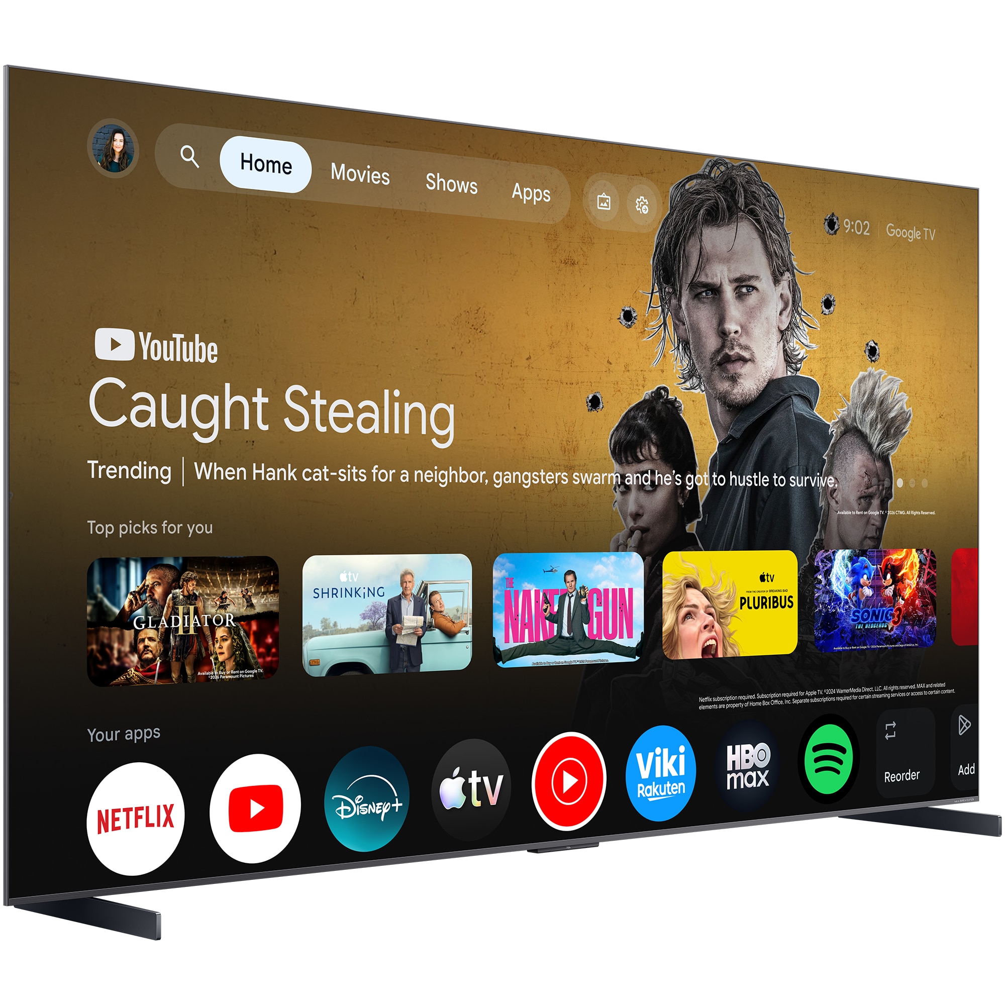 Televizor TCL SQD-MiniLed 98C8L, 248 cm, Smart Google TV, 4K Ultra HD, 144Hz, Sunet Bang & Olufsen, Clasa D (Model 2026)