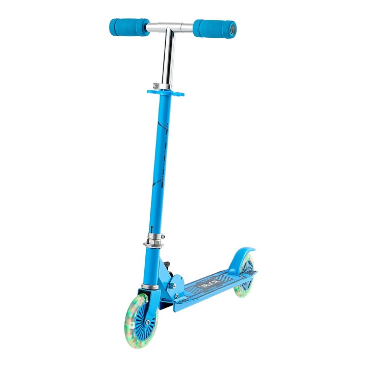 Gyermek roller, VEVOR, 2 kerék, állítható magasság, könnyű összecsukható váz, kék, 700x325x830mm