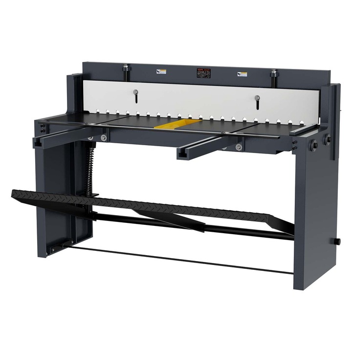 Fierastrau manual pentru tabla VEVOR, latime 1320 mm, cadru din otel solid, control cu pedala, taiere otel, cupru, aluminiu, dimensiuni 1580x1480x1060 mm