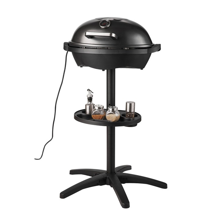 Gratar electric 2400W, VEVOR, 2 in 1, negru, 620x620x985mm