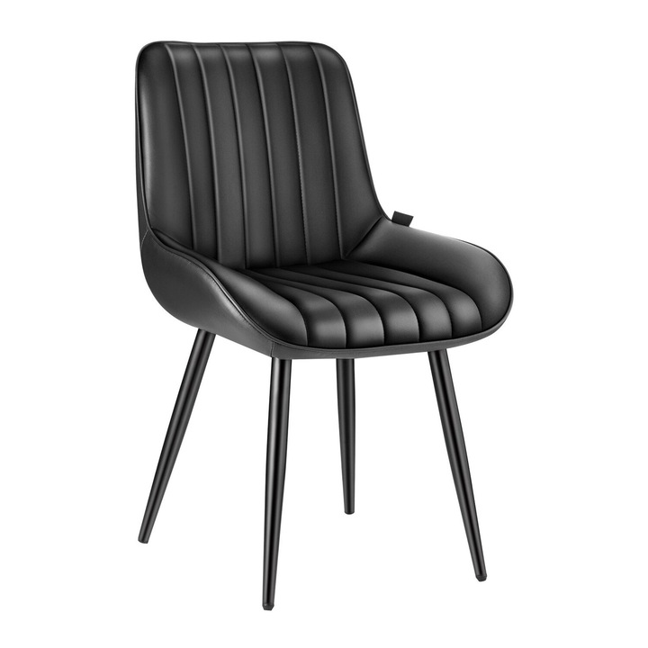 Set de 8 scaune de dining moderne, VEVOR, cu perne groase, picioare metalice, culoare neagra, dimensiuni 22.83x21.65x33.86 in