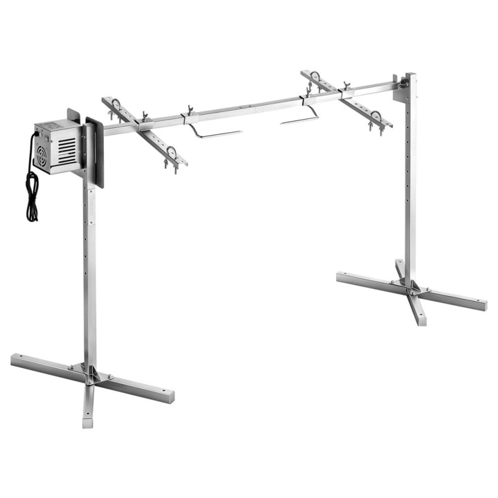 VEVOR elektromos grillnyárs, 8 magassági szint, max. 40 kg kapacitás, méretek 1740x535x860mm, 38W