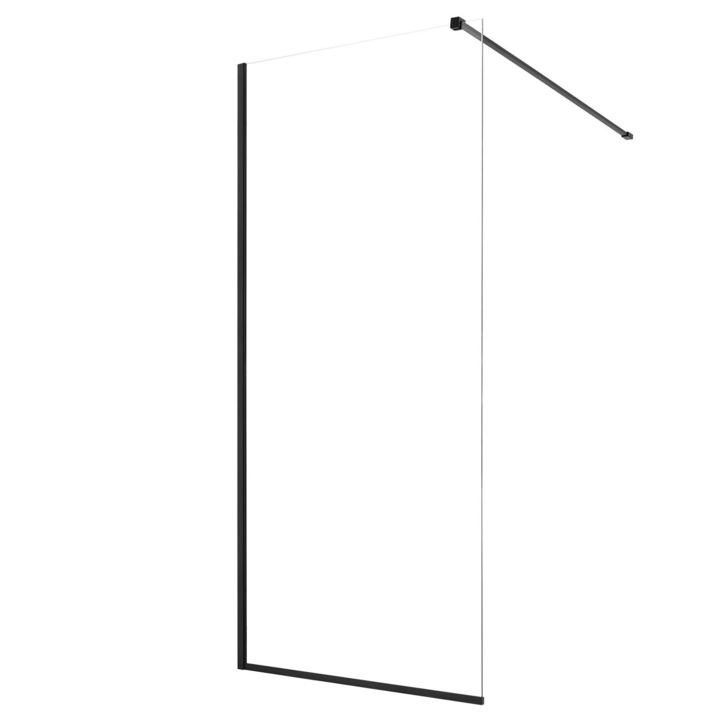 Panou de dus din sticla fixa, VEVOR, 864x1870mm, sticla temperata clara de 8mm, negru mat