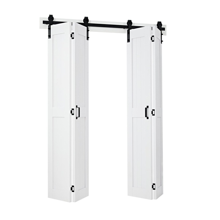 Usa bifold, VEVOR, 1219x2134mm, MDF, design economisitor de spatiu, alb, 4 panouri