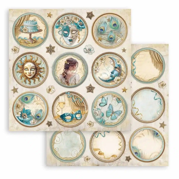 Scrapbooking kétoldalas papír - Masquerade rounds