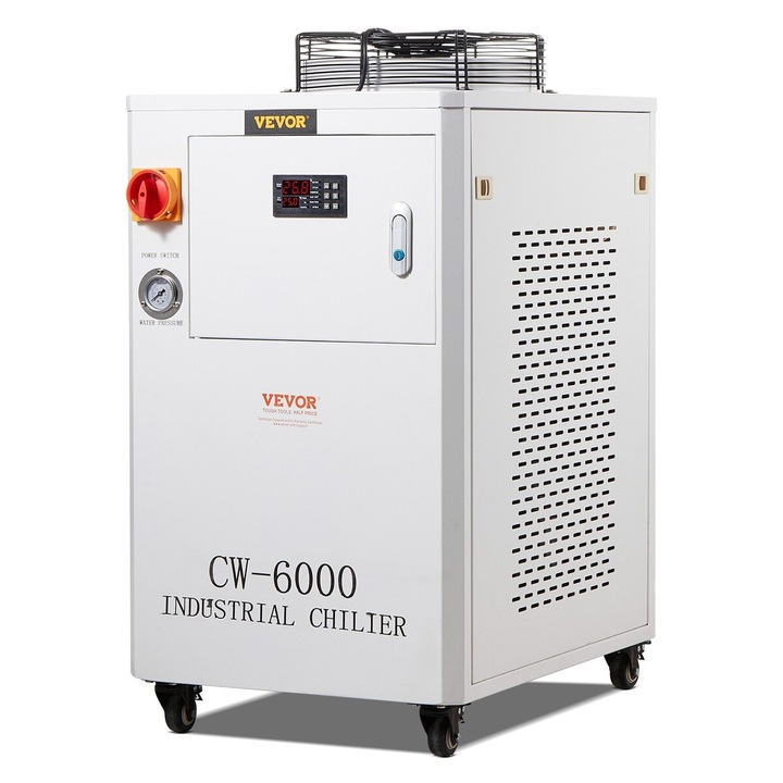 CW6000 ipari vízhűtő, 1500W, 15L tartálykapacitás, max. 65L/perc áramlási sebesség, CO2 lézergravírozó géphez