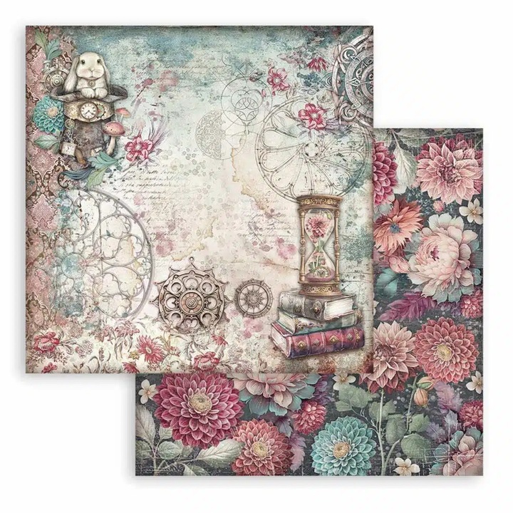 Scrapbooking kétoldalas papír - Master of Magic hourglass