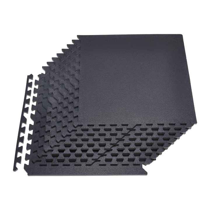 Saltele antrenament, VEVOR, set 12 buc, 610x610x14mm, neopren EVA, negru