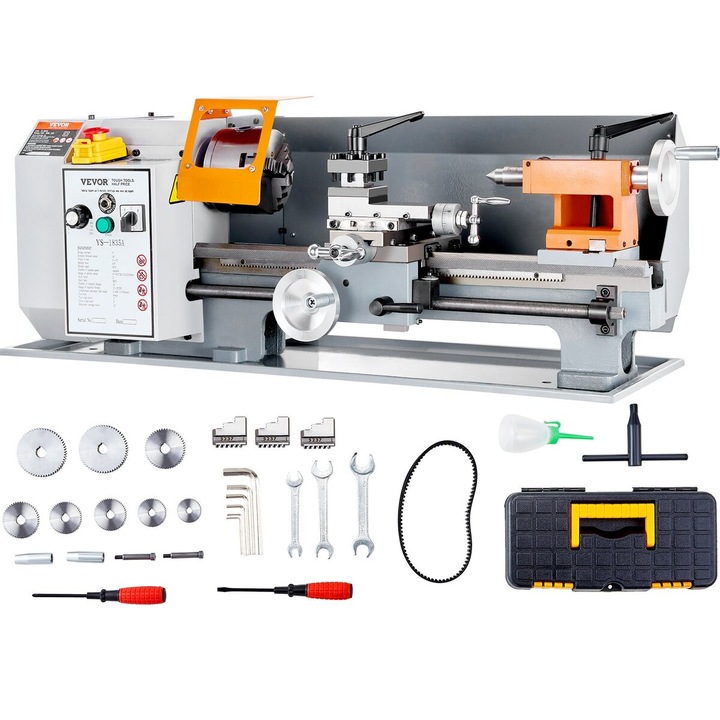 Strung metalic VEVOR, 7'' x 13.78'', 0-2200 RPM, motor 500W, cu cutie de unelte