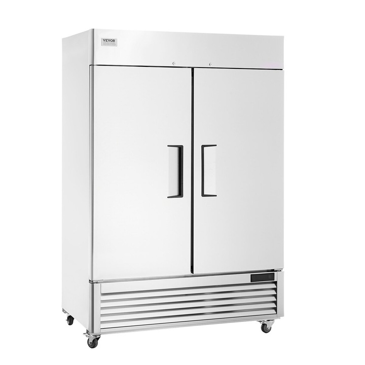 Congelator comercial VEVOR, 38.83 Cu.ft, 2 usi, 6 rafturi ajustabile, inox, 1314x850x2110mm