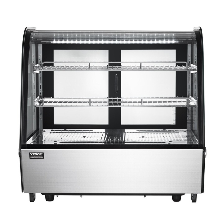 Vitrina refrigerata, VEVOR, 4.2 Cu.Ft./115L, 2 niveluri, iluminare LED, 710x568x686mm
