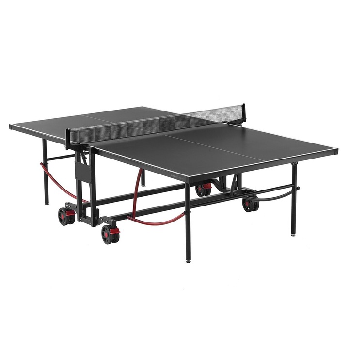Masa tenis VEVOR, profesionala, foldabila, 107.9x60x30 inch, albastra, pentru interior/exterior, cu plasa si roti blocate
