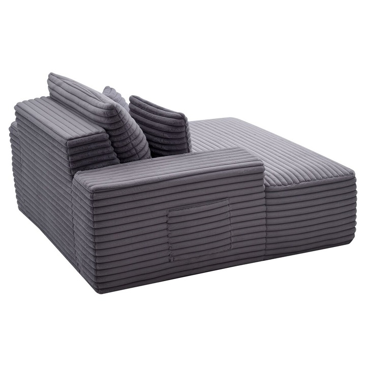 Lounge fotel, VEVOR, 8035-ös modell, szürke, 1380x1500x700mm, díszpárnákkal, ergonomikus kialakítás