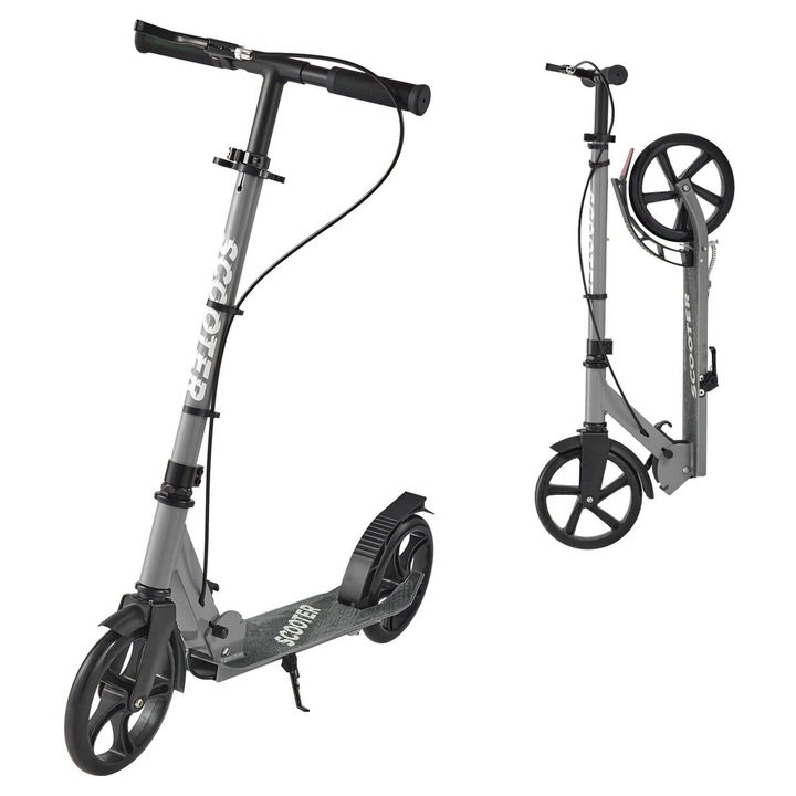VEVOR roller gyerekeknek és tinédzsereknek, 2 kerék, összecsukható váz, szürke, 900x380x1000mm