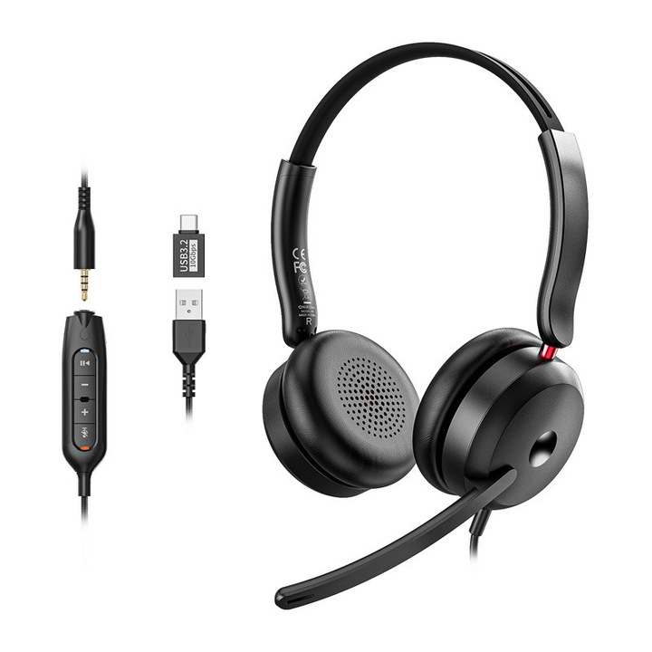 Casti gaming ONIKUMA X81, Negru, Driver 40mm, Microfon omnidirectional, USB-C / Jack 3.5mm
