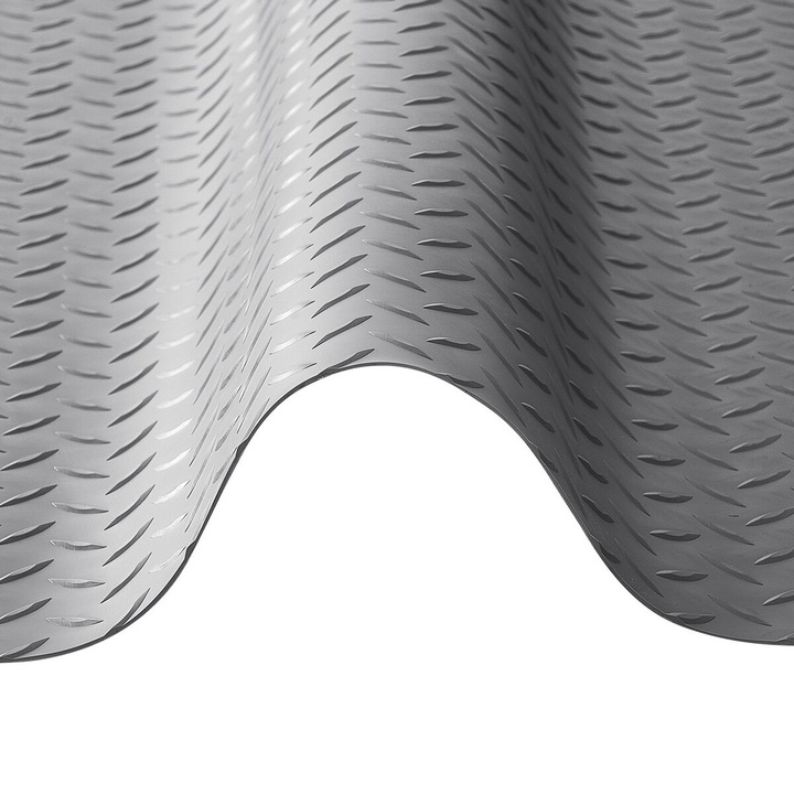 Covor PVC pentru garaj, VEVOR, 2.28 x 6.1 m, 2.2 mm grosime, gri-argintiu, rezistent la zgarieturi