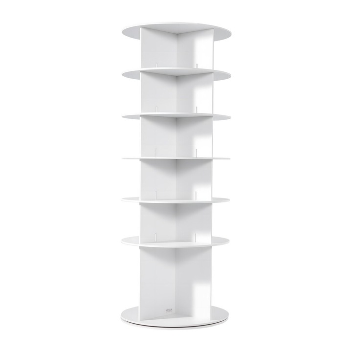 VEVOR 6 szintes forgó cipőtartó, fehér, 24 pár kapacitás, méretek 23.5x23.5x61.8in