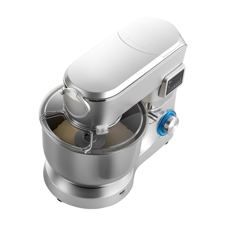 Mixer electric VEVOR, 5.7 L, 1500W, 6 viteze, bol din otel inoxidabil, argintiu