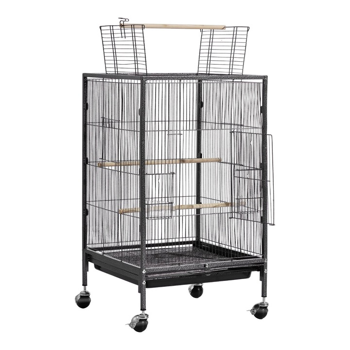 Colivie pentru pasari, VEVOR, 460x460x770mm, deschidere de sus, cu suporturi, tava glisanta, rotite