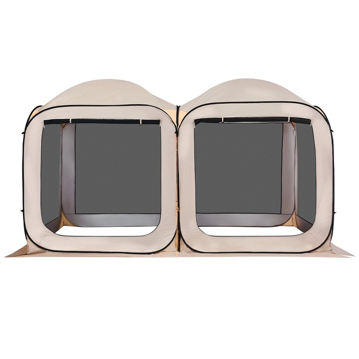 VEVOR sátor hálóval, 3660x1825x2200mm, 2 az 1-ben, 8-10 személyes, bézs, hordtáskával