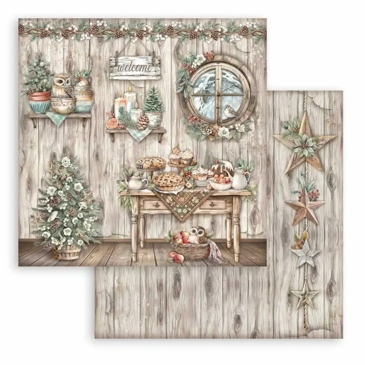 Scrapbooking kétoldalas papír - The Owl's House table