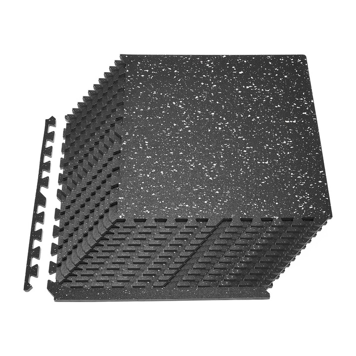 Saltele antrenament, VEVOR, set 24 buc, 610x610x14mm, neopren EVA, negru cu puncte albe