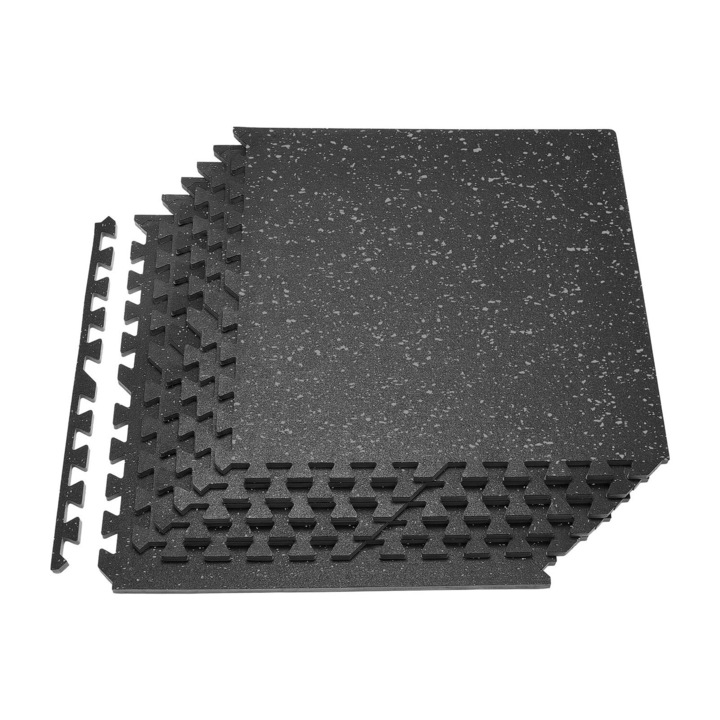 Saltele antrenament, VEVOR, set 6 PCS, 610x610x14mm, neopren EVA, negru cu puncte gri