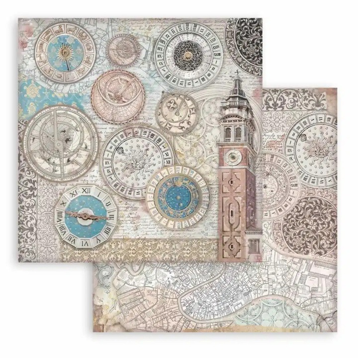 Scrapbooking kétoldalas papír - Venice City of Art bell tower