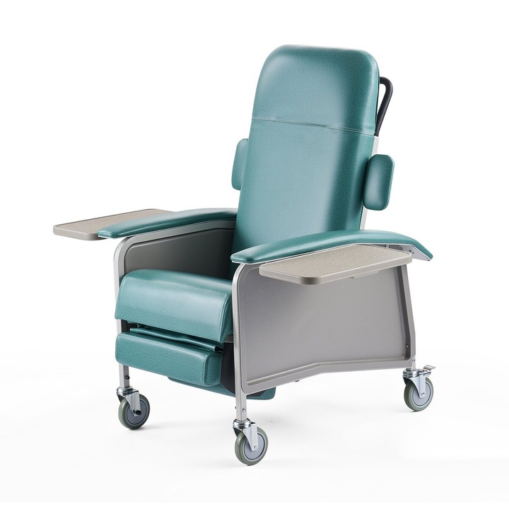Scaun de recuperare Geri, VEVOR, cu 4 pozitii, cadru din otel carbon, culoare alba cu sezut verde, dimensiuni 37x31.1x50.4 inch