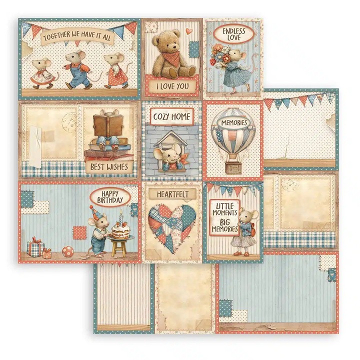 SBB1121 - Scrapbooking kétoldalas papír - Family assorted cards