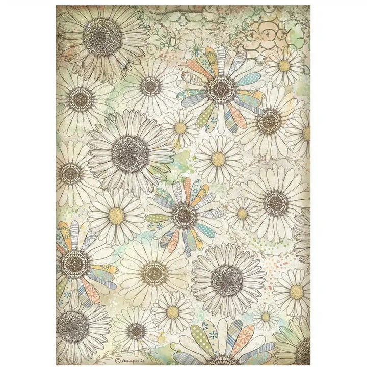 DFSA41096 - A4 Rizspapír csom. - Daisy Art stylized daisy pattern