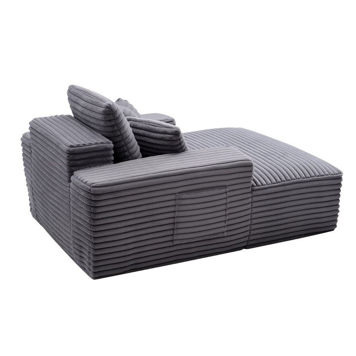 Chaise Lounge fotel, VEVOR, 8034-es modell, szürke, 1240x1700x700mm, ergonomikus kialakítás, párnákkal