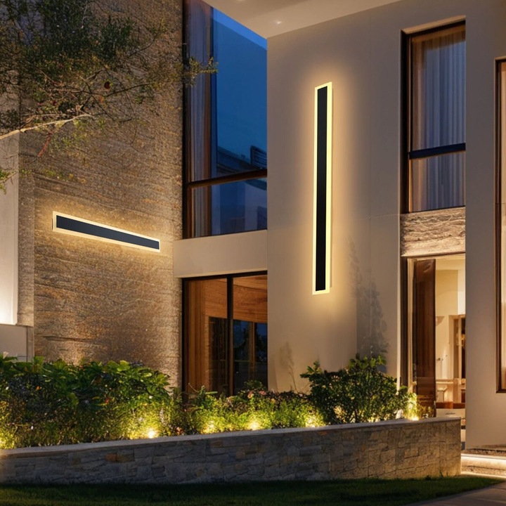 Set 2 Aplice exterioare, VEVOR, 1000x80x50mm, lumina calda 3000K, IP65, montaj pe perete