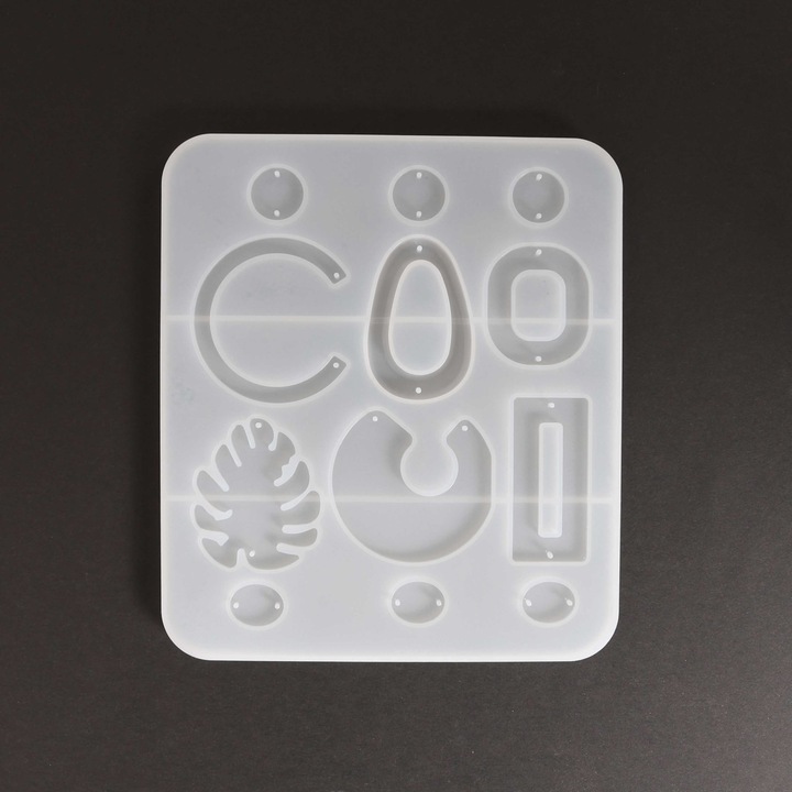 Matriță profesională din silicon, transparentă, pentru cercei cu logo