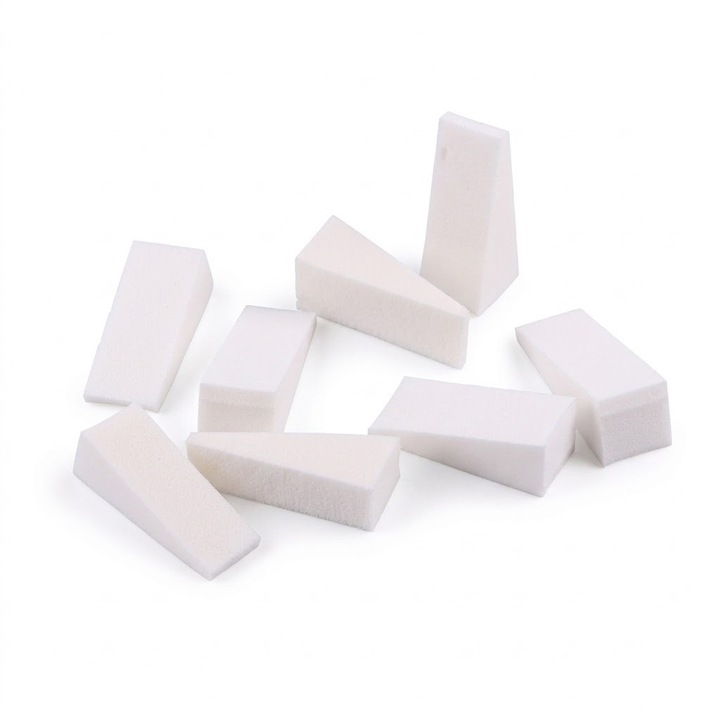 Set 8 Bureti pentru Machiaj si Manichiura, Forma Triunghiulara, Aplicare Degradé Unghii sau Fond de Ten, Sela